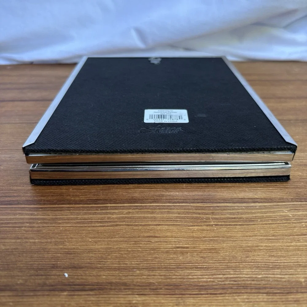 Fetco Home Decor Newport Hue Pewter Double 5x7 Hinged Folding Picture Frame
